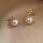 14K Solid Gold Crown Natural Pearl Earrings