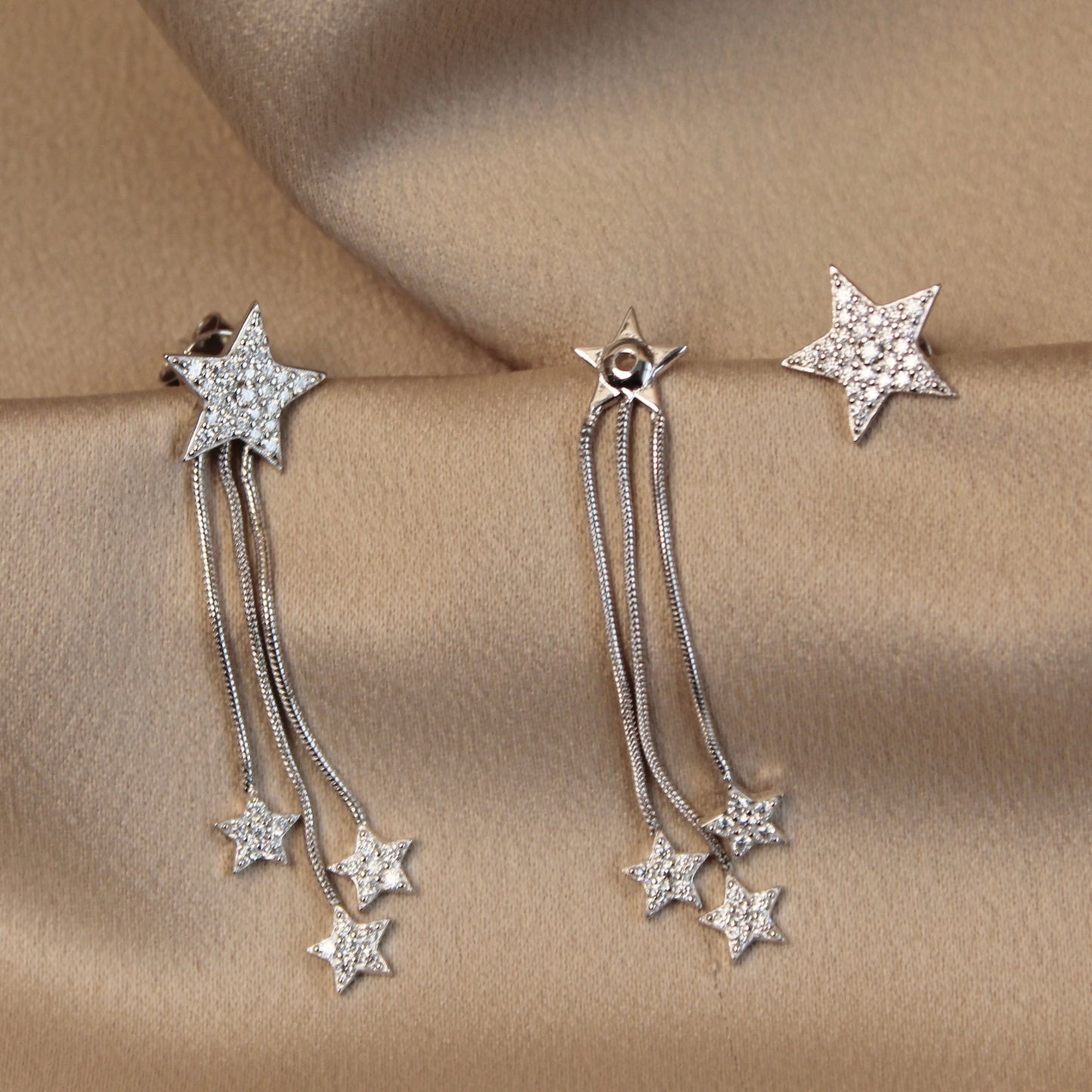 Shiny Star Moissanite Drop Earrings后挂式