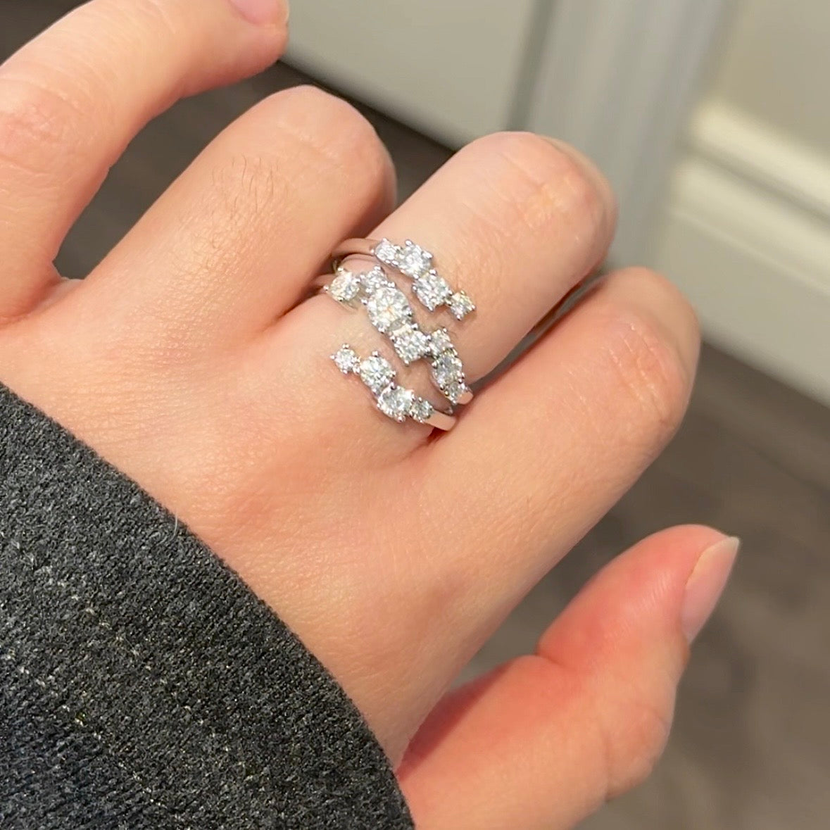 Multi-Layers Sparkling Moissanite Ring