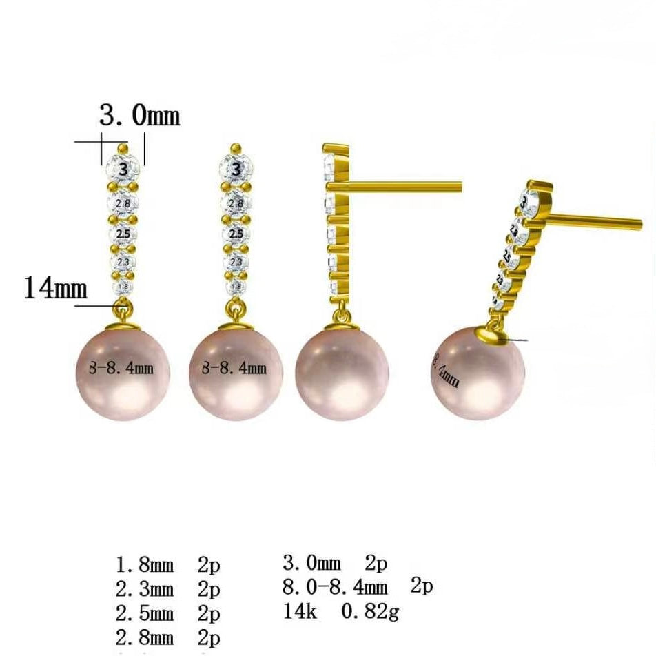 14K Solid Gold Natural Pearl Water-Drop Earrings