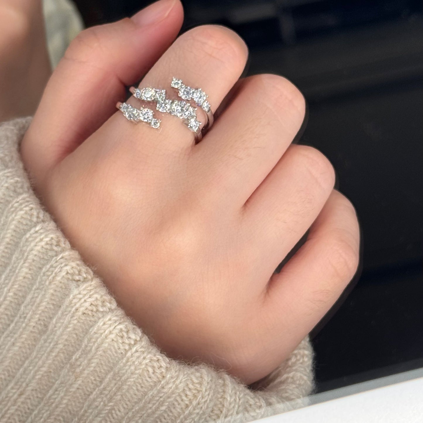 Multi-Layers Sparkling Moissanite Ring