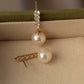 14K Solid Gold Natural Pearl Water-Drop Earrings