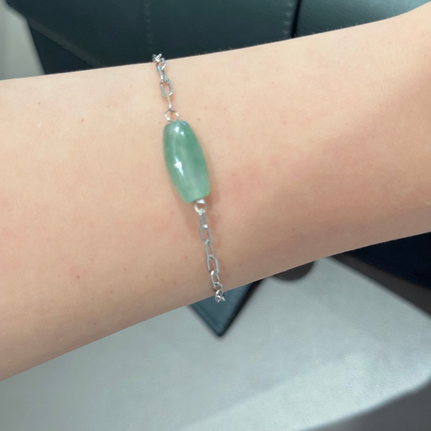 Lulutong Natural Green Jadeite Bracelet