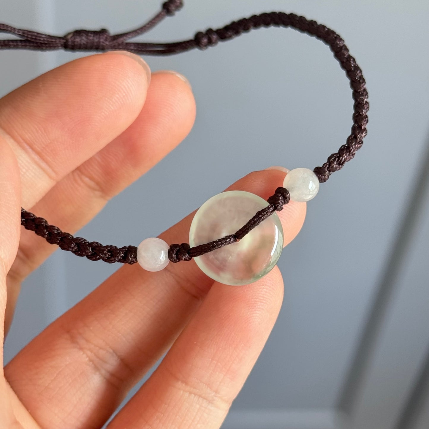Handmade Natural Jadeite Peace Buckle Bracelet