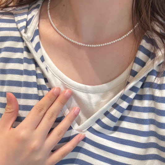 Classic Natural Baby Pearl Necklace, 3 to 4mm