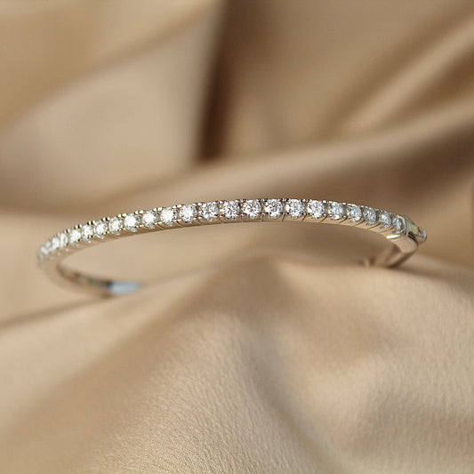 Half Moon Moissanite Bangle Bracelet, 1.68 carat