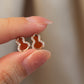 14K Solid Rose Gold Red Agate Hulu Earrings