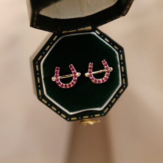 14K Solid Gold Horseshoe Earrings
