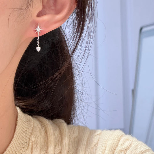 Small Compass Star Moissanite Earrings
