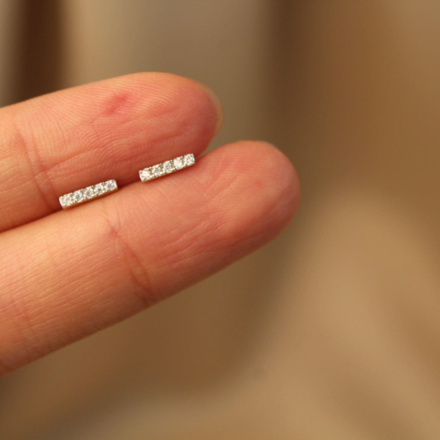 Linear Bar Moissanite Stud Earrings
