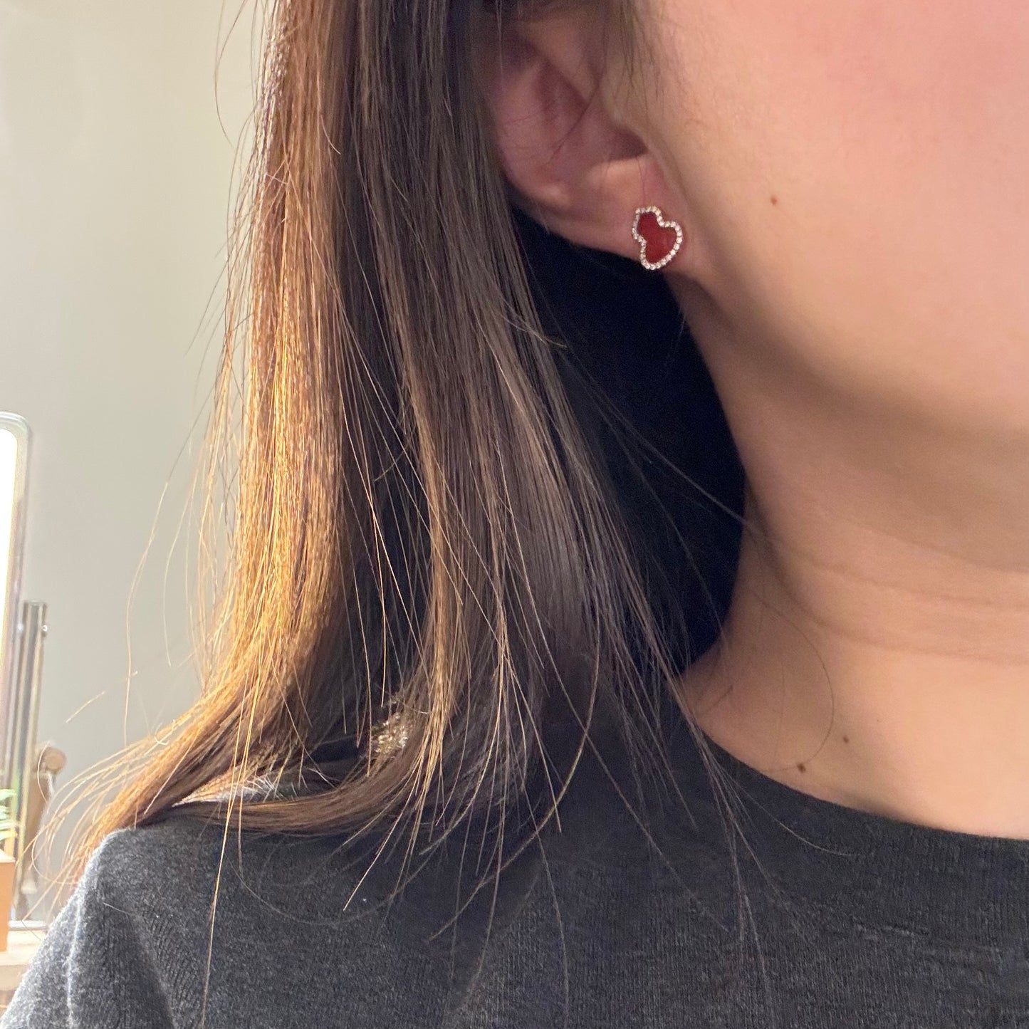 14K Solid Rose Gold Hulu Earrings, Medium Size