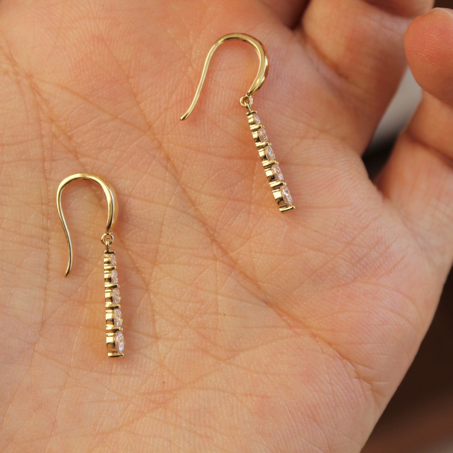 14K Solid Yellow Gold Water-drop Earrings