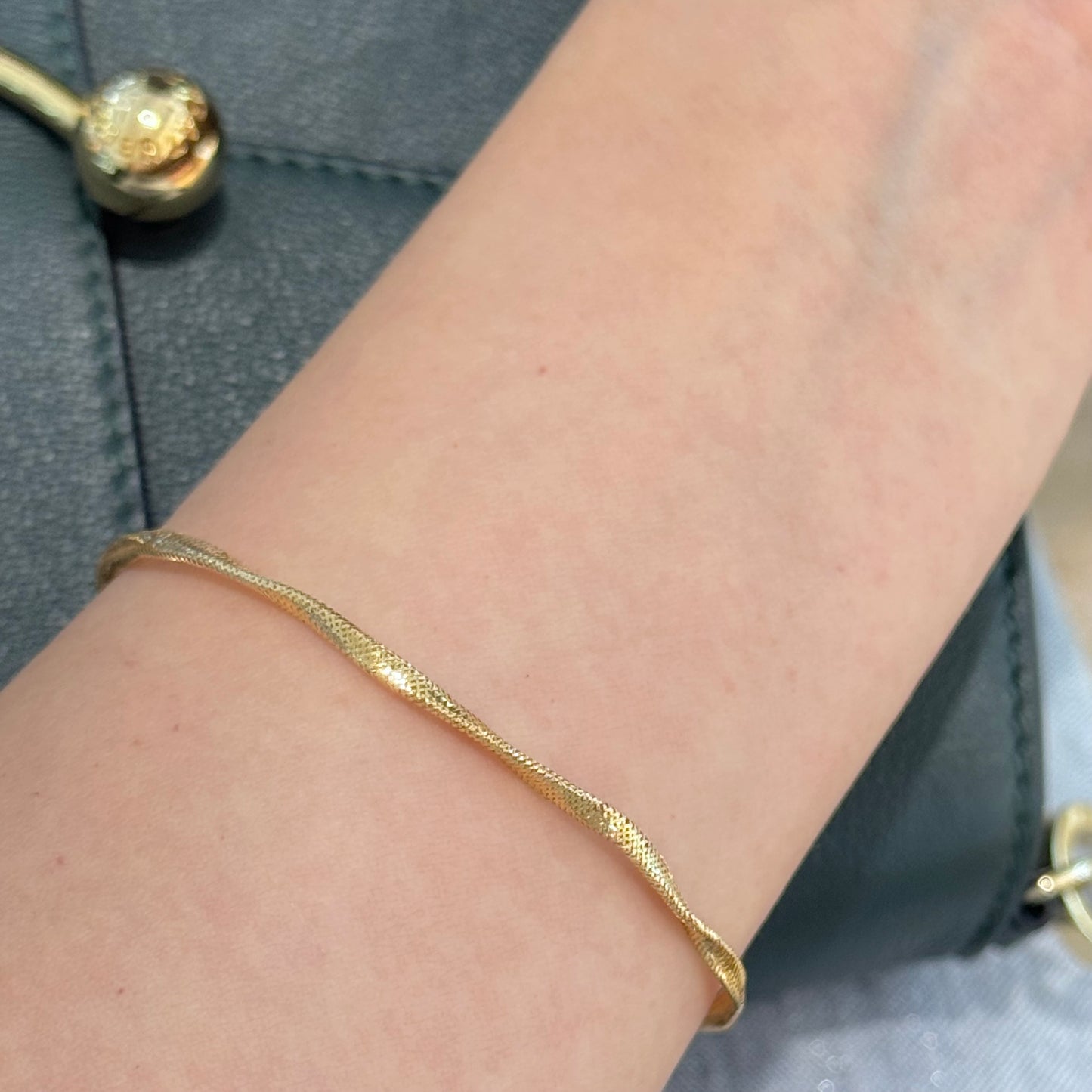 18K Solid Gold Wave Noodle Bracelet