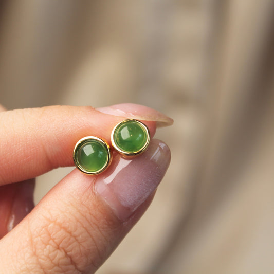 Small Natural Green Jade Earrings