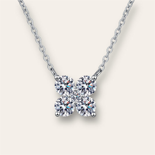 Sparkling Flower Moissanite Necklace, 1.26 Carat