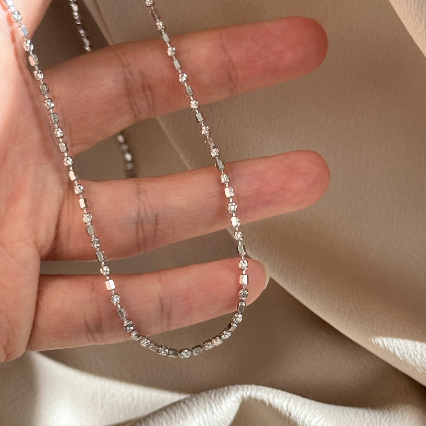 Diamond-Cut Plain Chain Necklace, 50cm