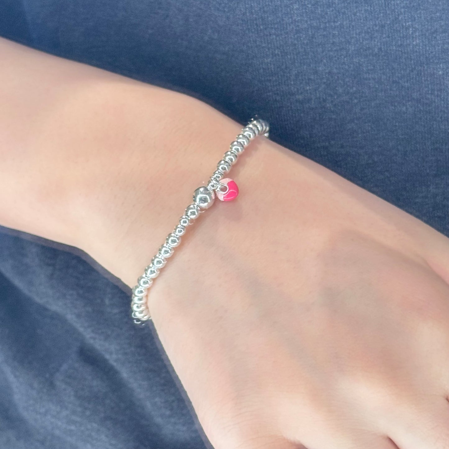 Cute Strawberry Silver Beads Bracelet