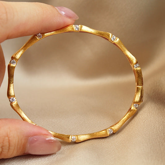 Gold Bamboo Knot Bangle Bracelet