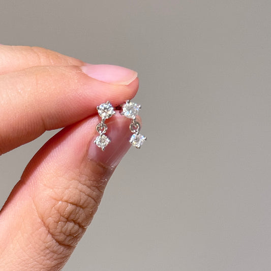 Small Double Moissanite Stud Earrings