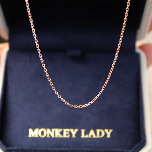 14K Solid Rose Gold Plain Chain Necklace