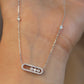 14K Solid White Gold Dancing Stones Necklace