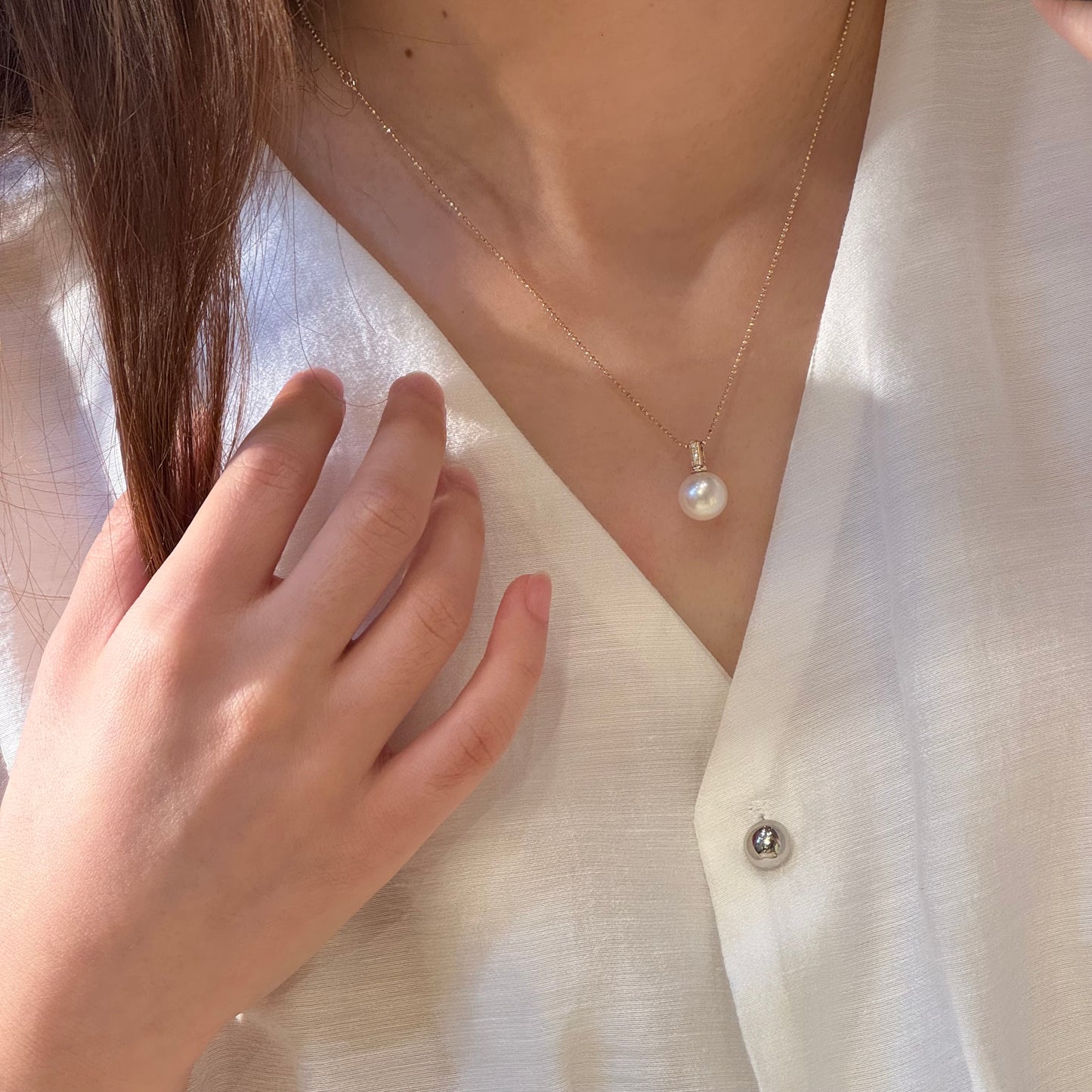 14K Solid Gold Natural Pearl Pendant