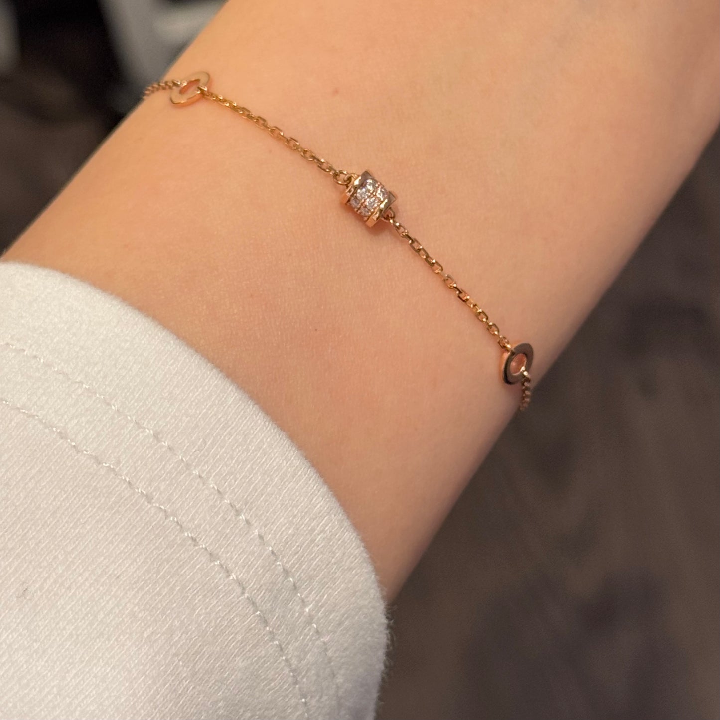 14K Solid Rose Gold Rolling Luck Bracelet