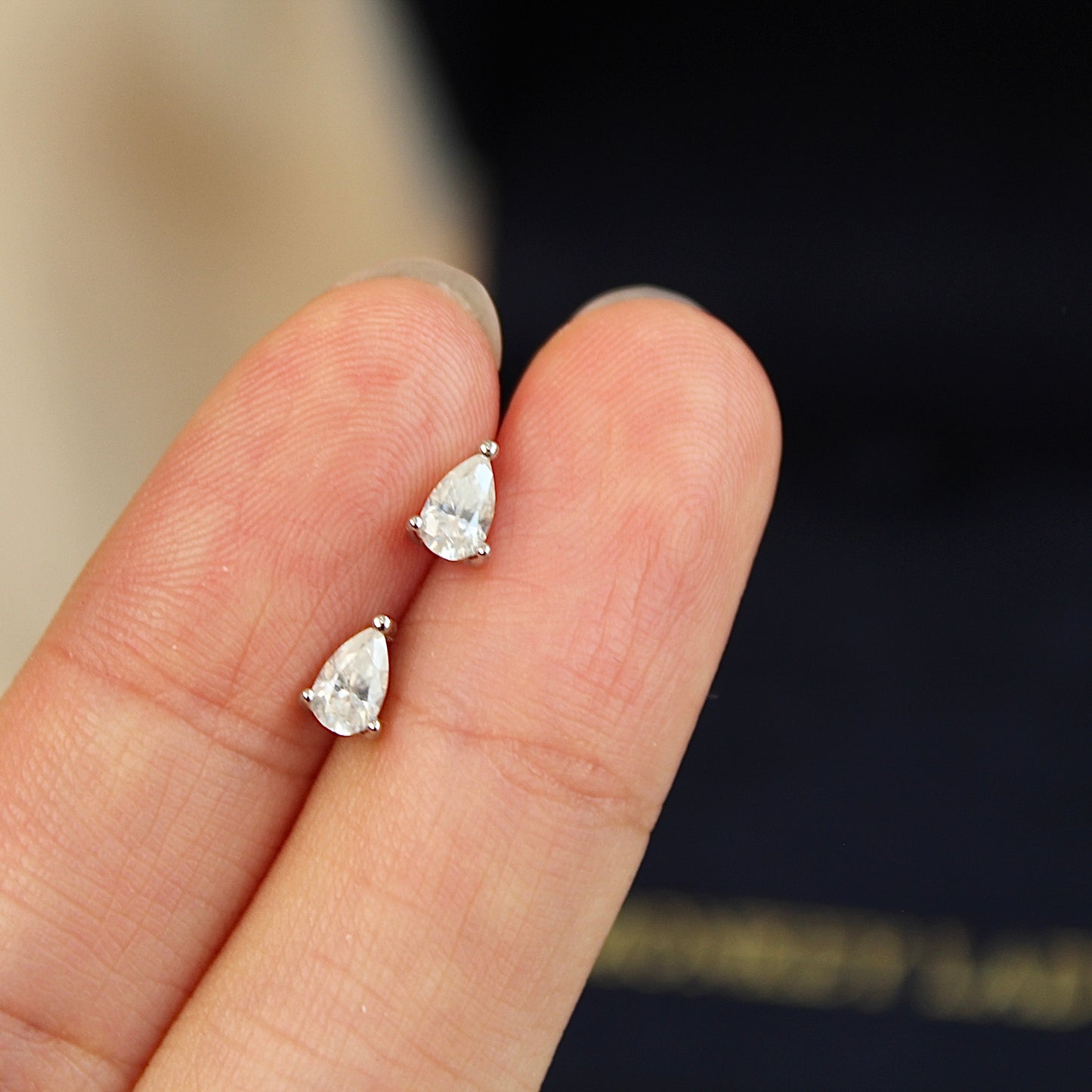 Mini Pear-Shape Moissanite Earrings