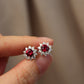 Lab-Grown Ruby Sunflower Stud Earrings