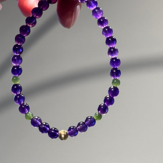 18K Solid Gold Natural Amethyst Bracelet