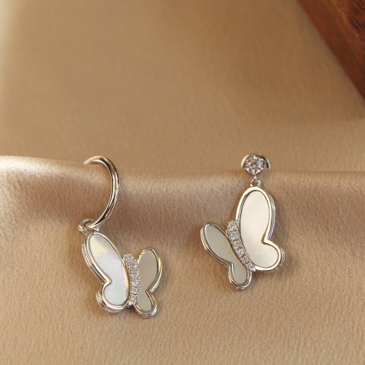 Butterfly AB Style Earrings, Silver Color