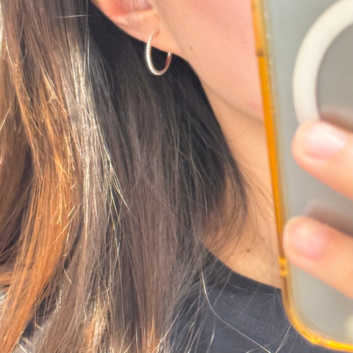 Classic C-Shape Moissanite Hoop Earrings,19mm