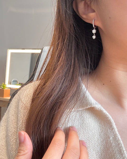Double Stone Moissanite Drop Earrings