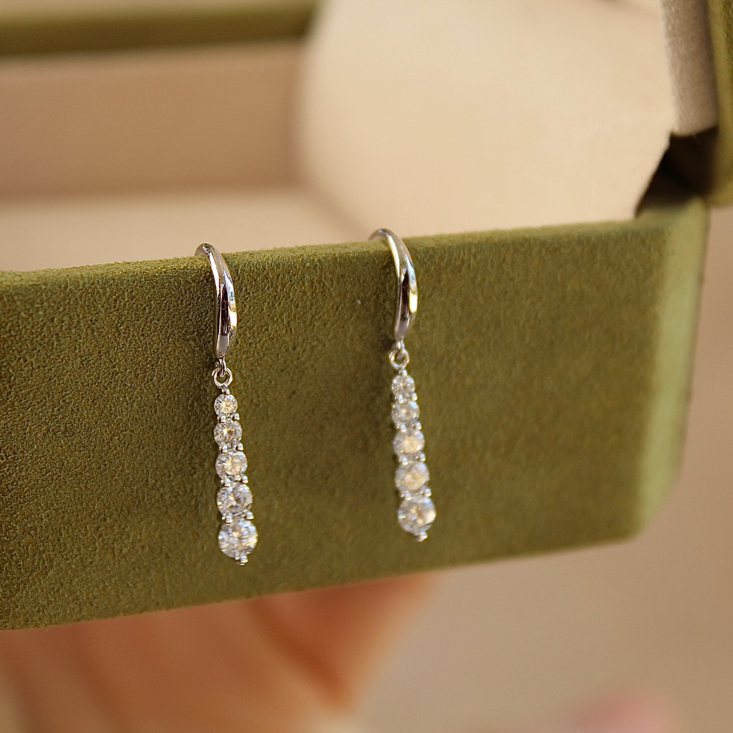 14K Solid White Gold Water-drop Earrings