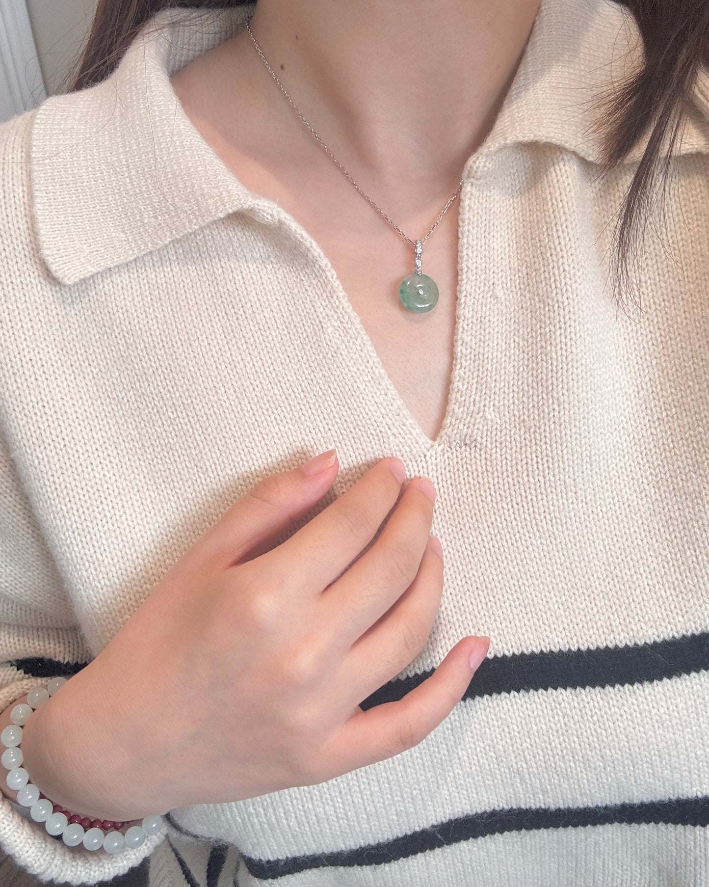 非洲翠平安扣African Aventurine Peace Buckle Necklace