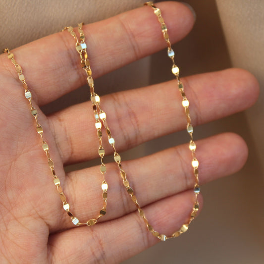 14K Solid Gold Shiny Choker Necklace,38cm