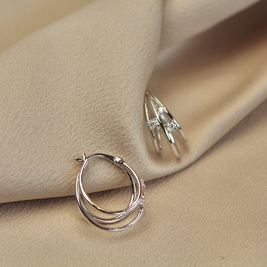 Triple Circle Moissanite Hoop Earrings