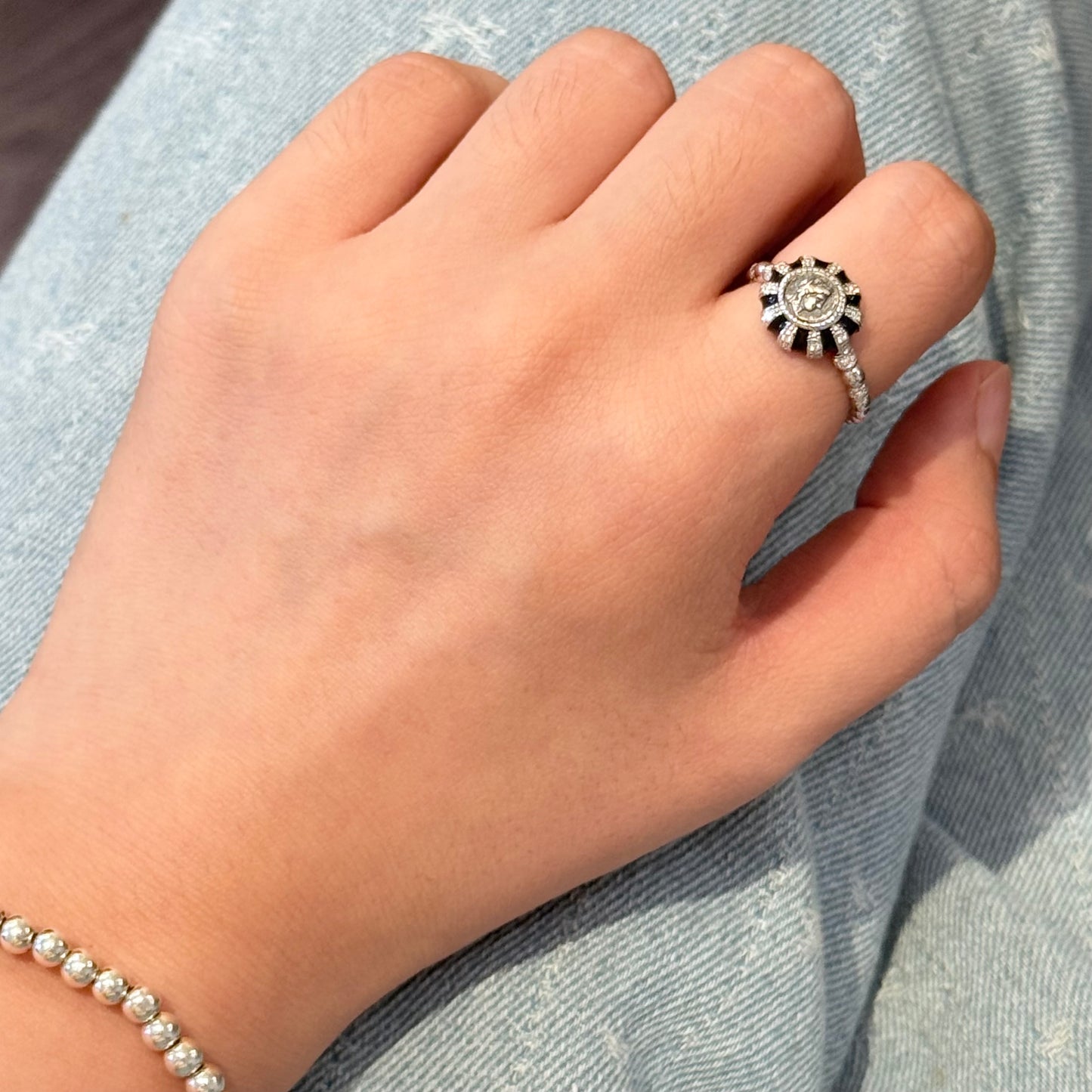 Coin Style Black Ring