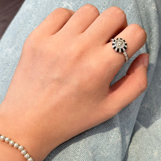 Coin Style Black Ring
