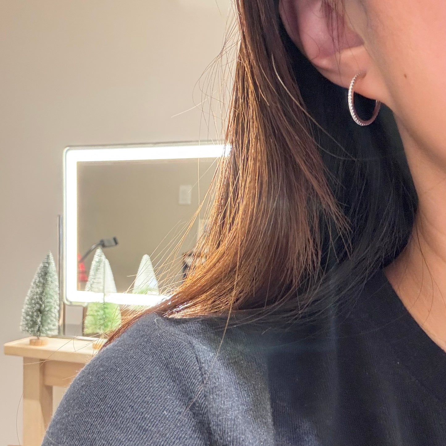 Classic C-Shape Moissanite Hoop Earrings,19mm
