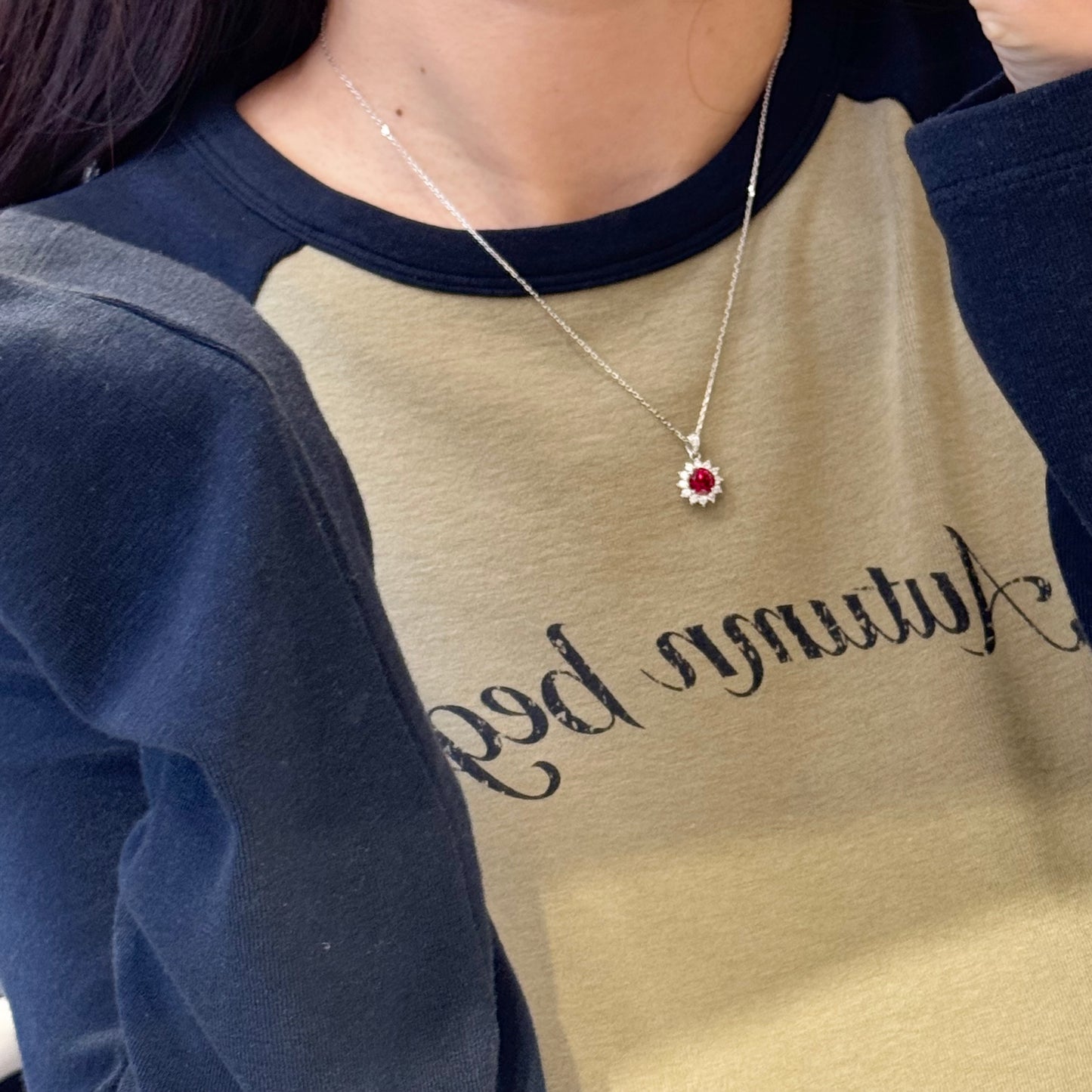 Lab-Grown Ruby Sunflower Necklace
