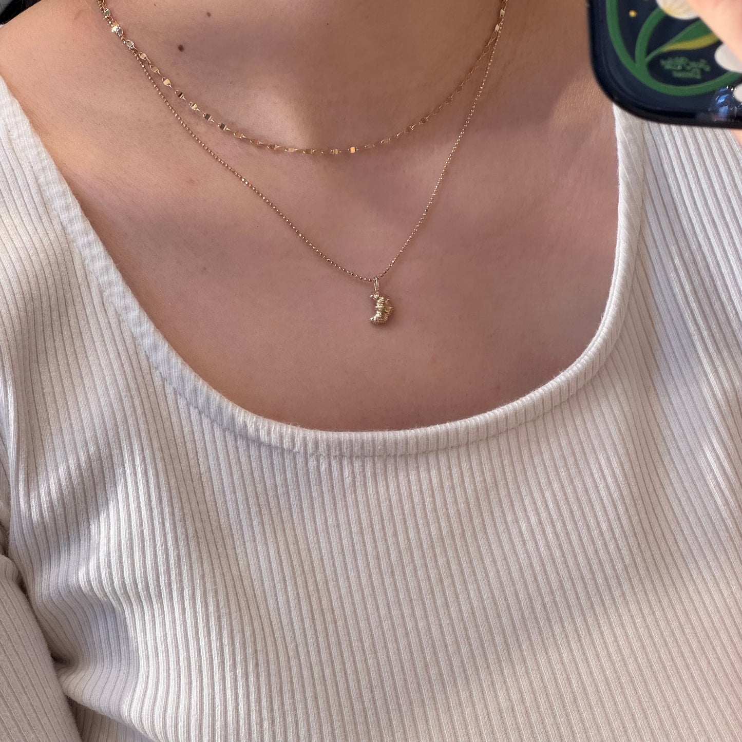 14K Solid Gold Shiny Choker Necklace,38cm