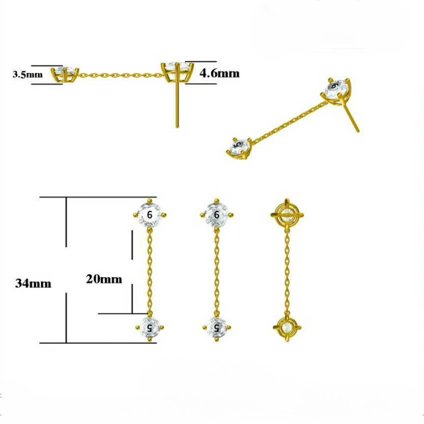 14K Solid Gold Starlight Drop Earrings