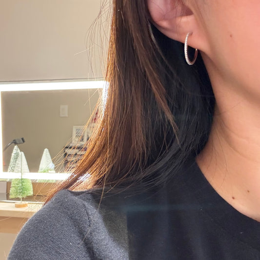 Classic C-Shape Moissanite Hoop Earrings,19mm