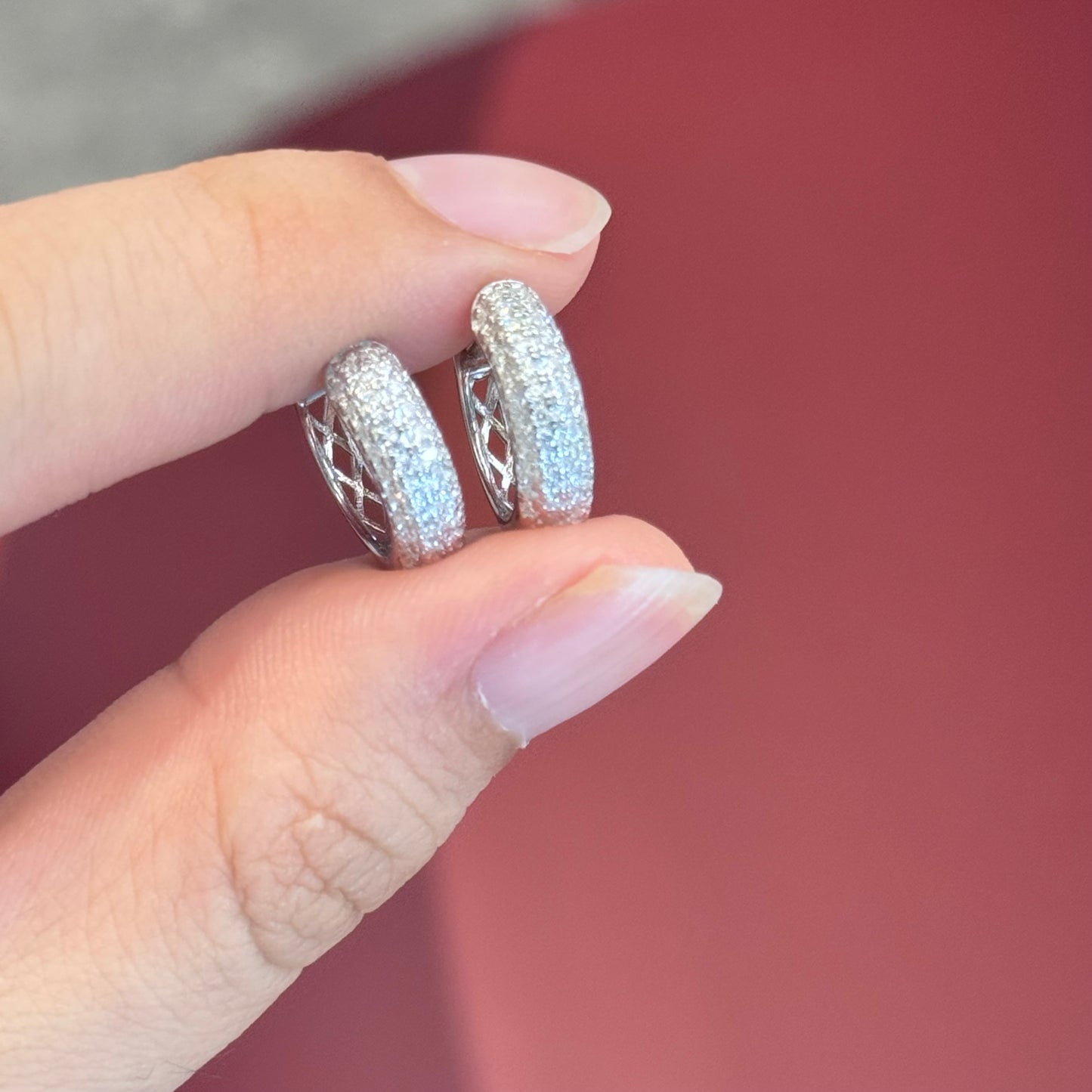 Shiny Moissanite Hoop Earrings