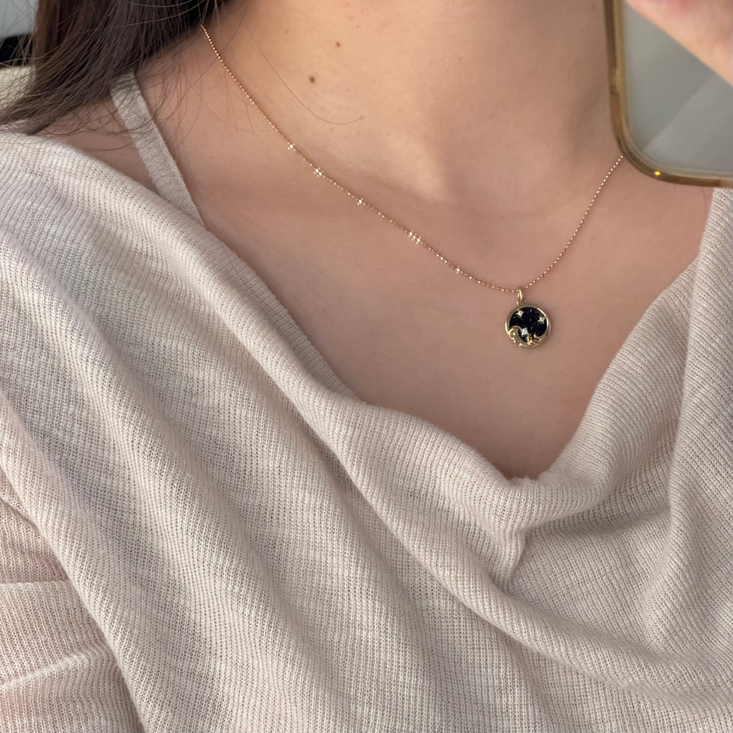 14K Solid Gold Plain Chain Necklace闪珠链