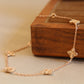 14K Solid Rose Gold Clover Bracelet 车花工艺