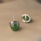 Oval Natural Green Jade Earrings