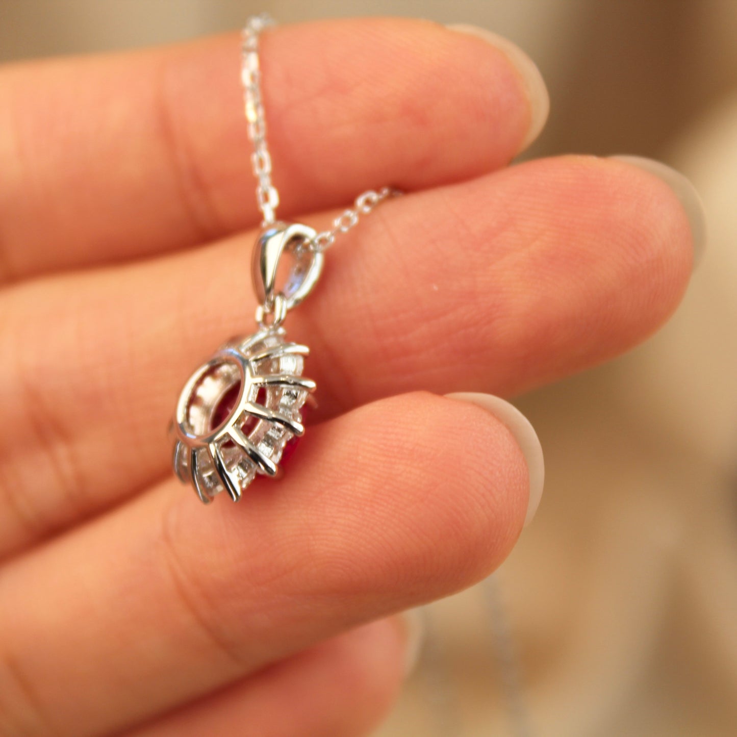 Lab-Grown Ruby Sunflower Necklace