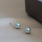 Blue-Grey Saltwater Pearl Earrings, Perfect Round